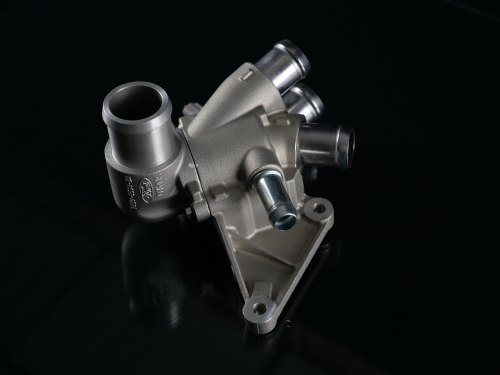 319 aluminum alloy investment casting part on a black background