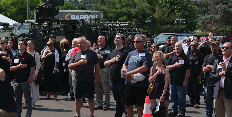 During National Anthem at Centennial Celebration ( courtesy of CJ Carnacchio/ Oxford Township)