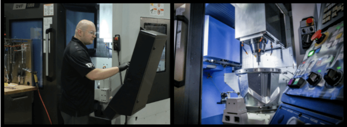 In the machining department, we upgraded our Mastercam and Tebis software for full 5+ axis milling and turning, and then trained machinists to operate the new technology.