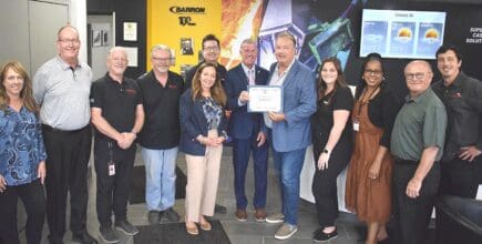 U.S. Small Business Administration Regional Administrator Brad Zaun visited Barron Industries Monday to recognize the family-owned advanced manufacturer as the SBA Great Lakes Region Small Business Manufacturer of the Year and tour its expanding aerospace and defense manufacturing operations.